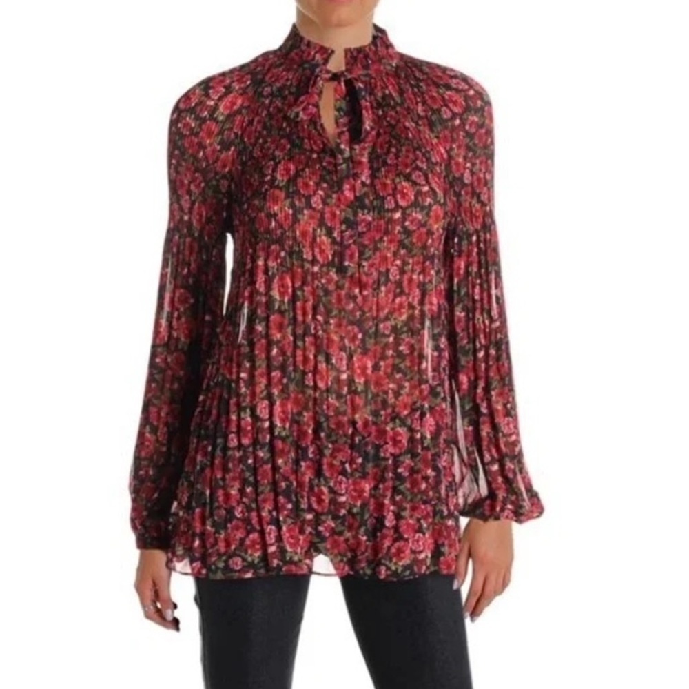Lauren Ralph Lauren Women's Duong Sheer Pleated Blouse Womens size small